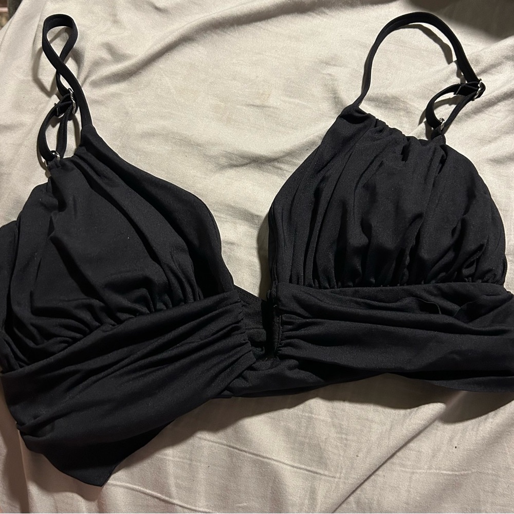 Michael Kors Black Ruched Bikini Top NWT Size XS
